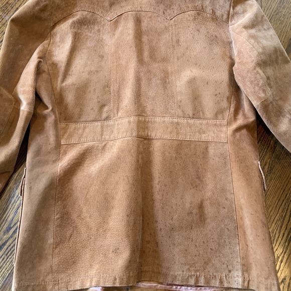 VTG Suede Western Jacket Men's Caramel Brown Size 44 Zip Out Blanket Lining - Picture 9 of 12